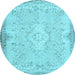 Round Persian Light Blue Traditional Rug, tr3577lblu