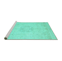 Sideview of Machine Washable Persian Turquoise Traditional Area Rugs, wshtr3578turq