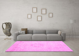 Machine Washable Persian Pink Traditional Rug in a Living Room, wshtr3578pnk