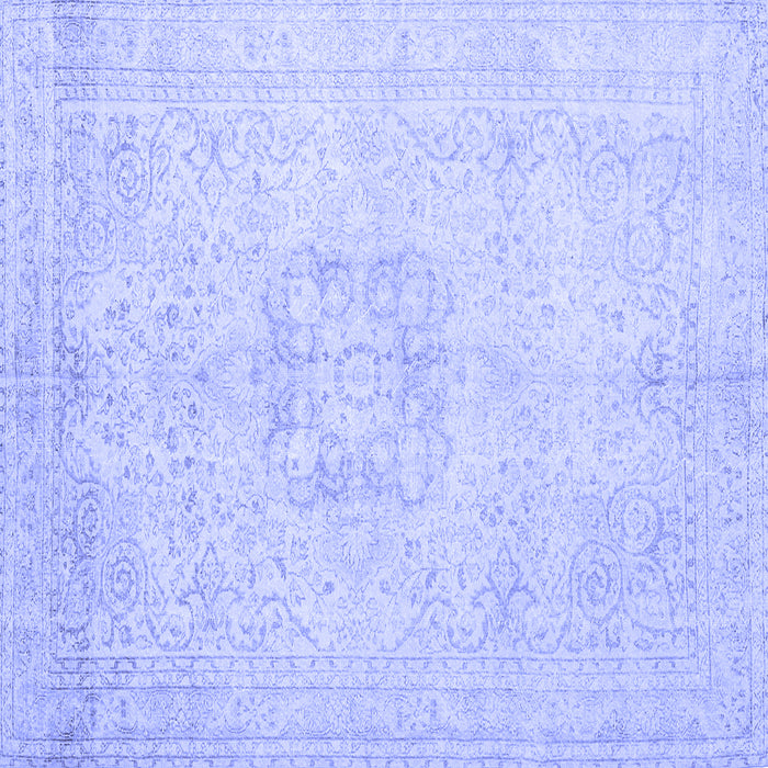 Square Machine Washable Persian Blue Traditional Rug, wshtr3578blu