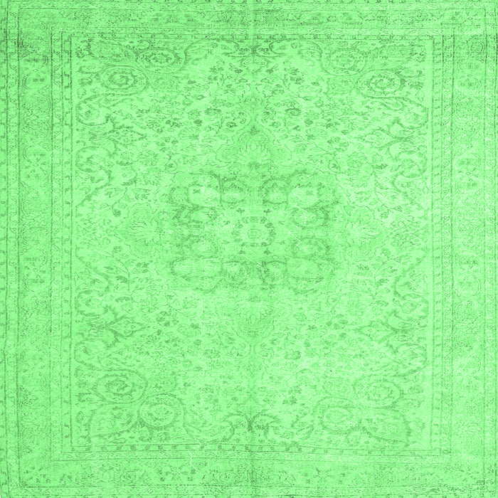 Square Machine Washable Persian Emerald Green Traditional Area Rugs, wshtr3578emgrn