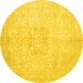 Round Machine Washable Persian Yellow Traditional Rug, wshtr3578yw