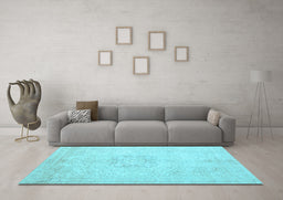Machine Washable Persian Light Blue Traditional Rug in a Living Room, wshtr3578lblu