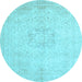 Round Persian Light Blue Traditional Rug, tr3578lblu