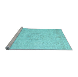 Sideview of Machine Washable Persian Light Blue Traditional Rug, wshtr3578lblu