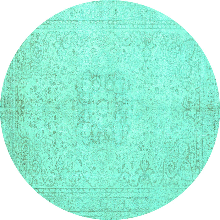 Round Persian Turquoise Traditional Rug, tr3578turq