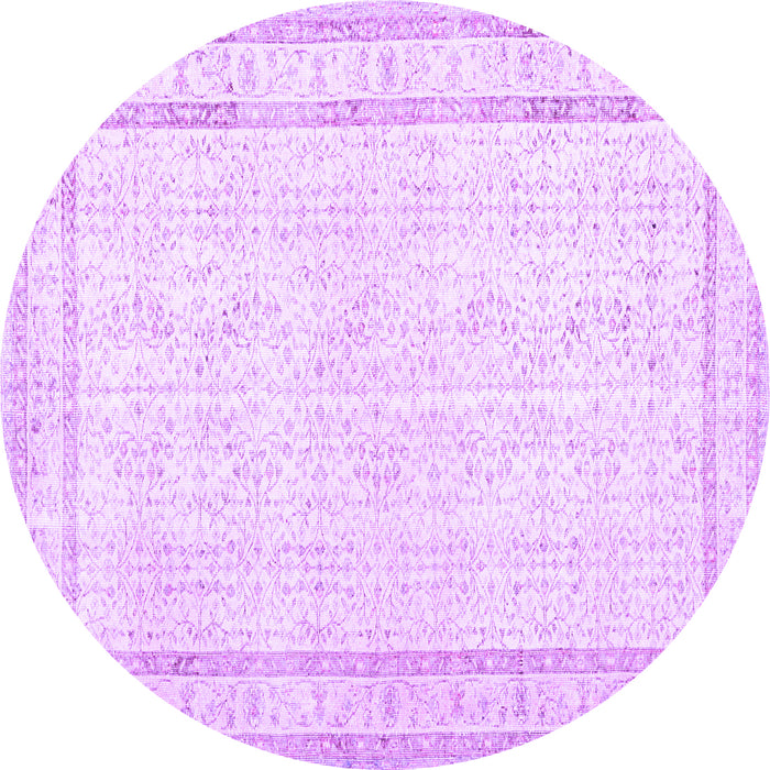 Round Persian Purple Traditional Rug, tr3579pur