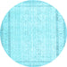 Round Persian Light Blue Traditional Rug, tr3579lblu