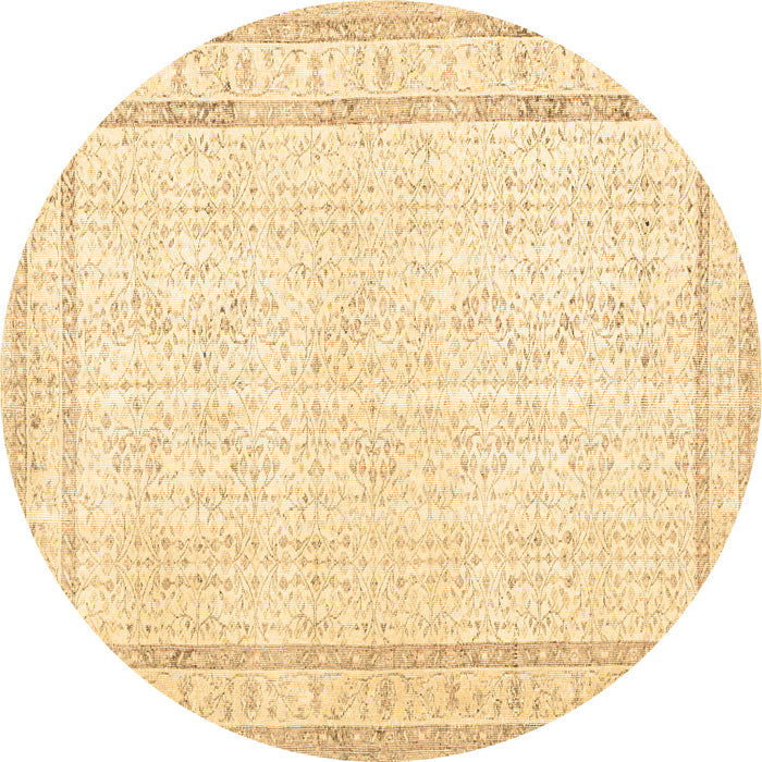 Round Persian Brown Traditional Rug, tr3579brn