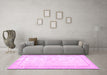 Machine Washable Persian Pink Traditional Rug in a Living Room, wshtr3579pnk