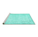 Sideview of Machine Washable Persian Turquoise Traditional Area Rugs, wshtr3579turq