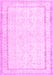 Machine Washable Persian Pink Traditional Rug, wshtr3579pnk