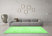 Machine Washable Persian Green Traditional Area Rugs in a Living Room,, wshtr3579grn