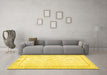 Machine Washable Persian Yellow Traditional Rug in a Living Room, wshtr3579yw