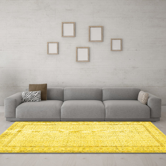 Machine Washable Persian Yellow Traditional Rug in a Living Room, wshtr3579yw