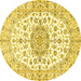 Round Medallion Yellow Traditional Rug, tr357yw