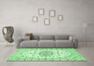 Machine Washable Medallion Emerald Green Traditional Area Rugs in a Living Room,, wshtr357emgrn