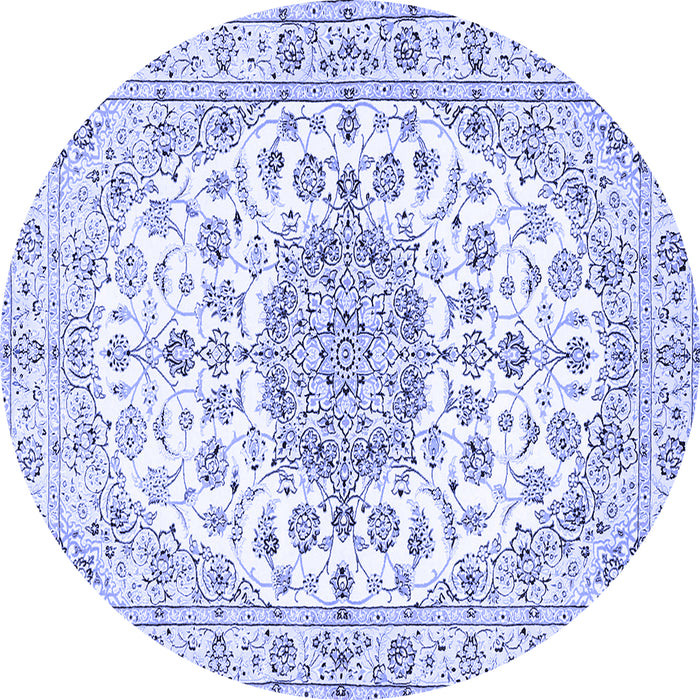 Round Medallion Blue Traditional Rug, tr357blu