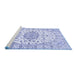 Sideview of Machine Washable Medallion Blue Traditional Rug, wshtr357blu