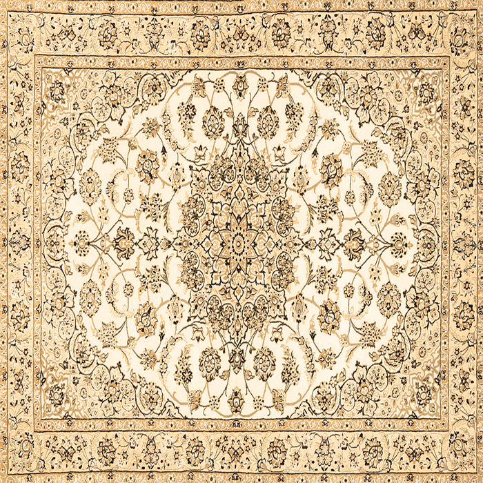Square Machine Washable Medallion Brown Traditional Rug, wshtr357brn
