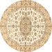 Round Medallion Brown Traditional Rug, tr357brn