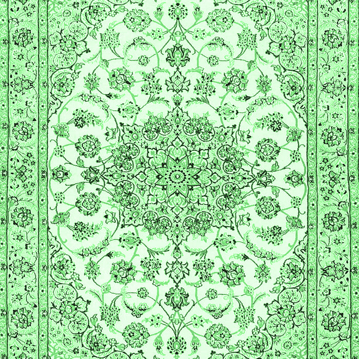 Medallion Emerald Green Traditional Rug, tr357emgrn