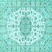 Square Medallion Turquoise Traditional Rug, tr357turq