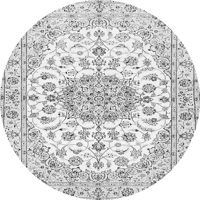 Machine Washable Medallion Gray Traditional Rug, wshtr357gry