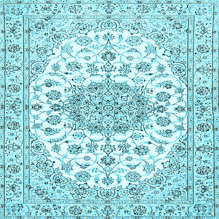Square Medallion Light Blue Traditional Rug, tr357lblu
