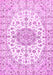 Machine Washable Medallion Pink Traditional Rug, wshtr357pnk