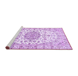 Sideview of Machine Washable Medallion Purple Traditional Area Rugs, wshtr357pur