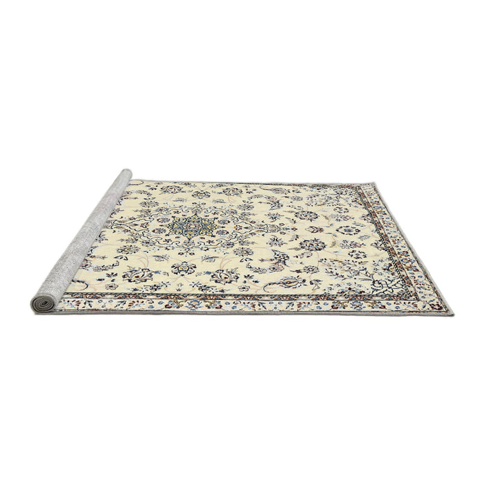 Sideview of Machine Washable Traditional Parchment Beige Rug, wshtr358
