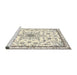 Sideview of Machine Washable Traditional Parchment Beige Rug, wshtr358