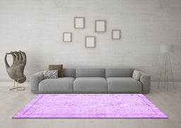 Machine Washable Persian Purple Traditional Area Rugs in a Living Room, wshtr3580pur