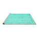 Sideview of Machine Washable Persian Turquoise Traditional Area Rugs, wshtr3580turq