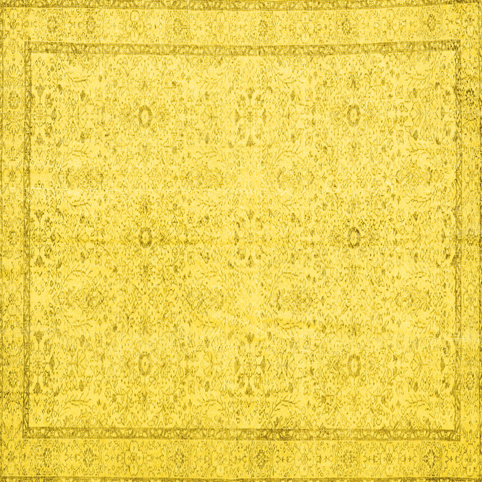 Square Machine Washable Persian Yellow Traditional Rug, wshtr3580yw