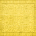 Square Machine Washable Persian Yellow Traditional Rug, wshtr3580yw