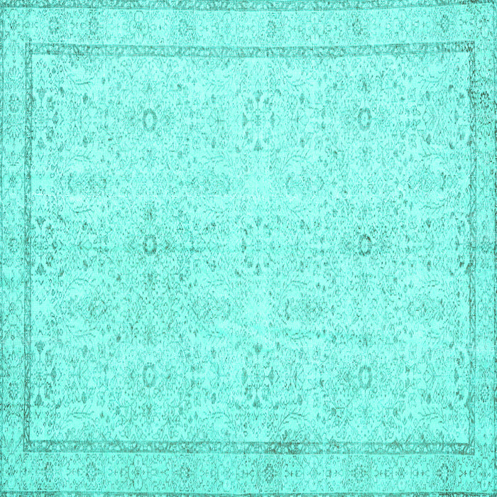 Square Machine Washable Persian Turquoise Traditional Area Rugs, wshtr3580turq