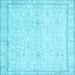 Square Machine Washable Persian Light Blue Traditional Rug, wshtr3580lblu