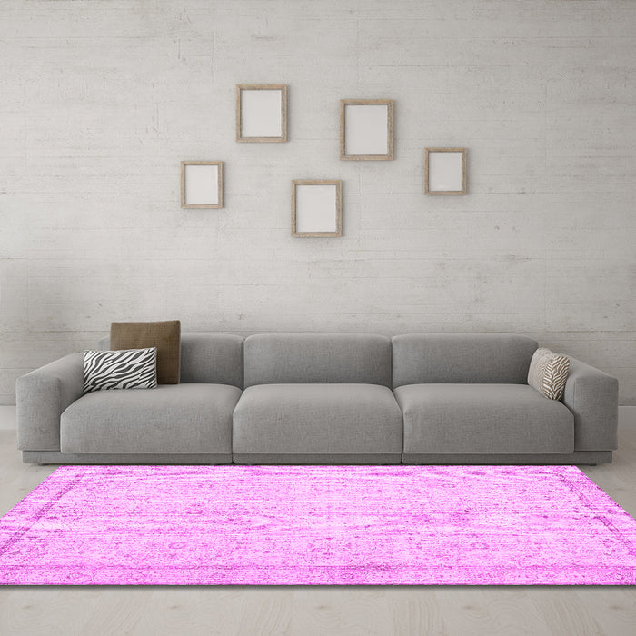 Machine Washable Persian Pink Traditional Rug in a Living Room, wshtr3580pnk