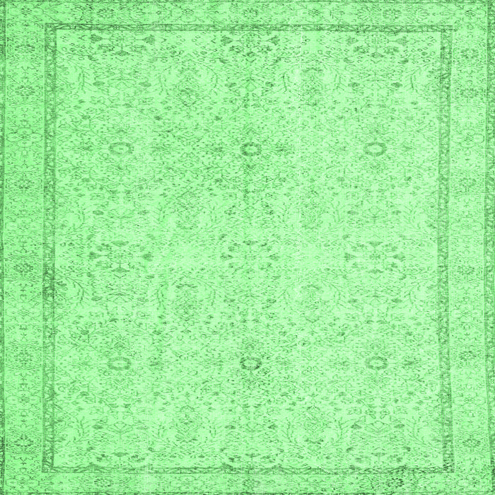 Square Machine Washable Persian Emerald Green Traditional Area Rugs, wshtr3580emgrn
