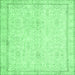 Square Machine Washable Persian Emerald Green Traditional Area Rugs, wshtr3580emgrn