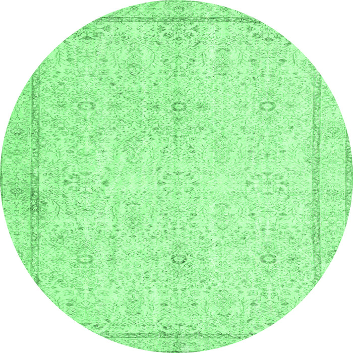 Round Machine Washable Persian Emerald Green Traditional Area Rugs, wshtr3580emgrn