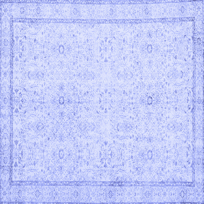 Square Machine Washable Persian Blue Traditional Rug, wshtr3580blu