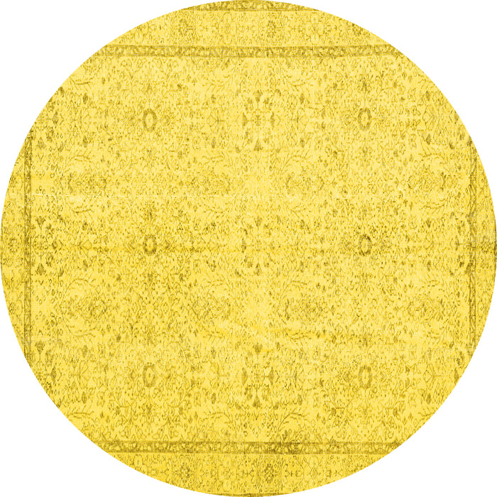 Round Machine Washable Persian Yellow Traditional Rug, wshtr3580yw