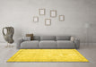 Machine Washable Persian Yellow Traditional Rug in a Living Room, wshtr3580yw