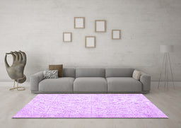 Machine Washable Persian Purple Traditional Area Rugs in a Living Room, wshtr3581pur