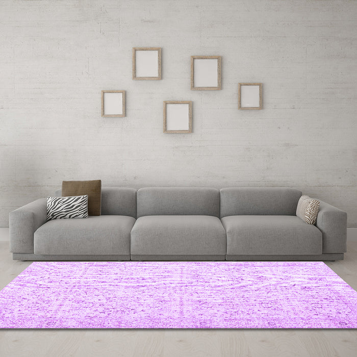 Machine Washable Persian Purple Traditional Area Rugs in a Living Room, wshtr3581pur