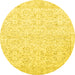 Round Machine Washable Persian Yellow Traditional Rug, wshtr3581yw