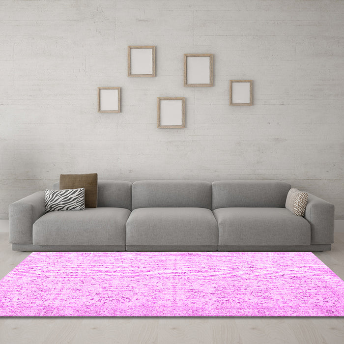Machine Washable Persian Pink Traditional Rug in a Living Room, wshtr3581pnk